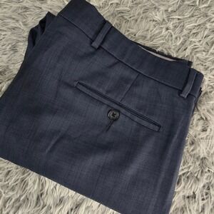 Ballin Dress Pants Men 38 Blue Super 110s Wool Comfort-EZE Flat Front Trousers